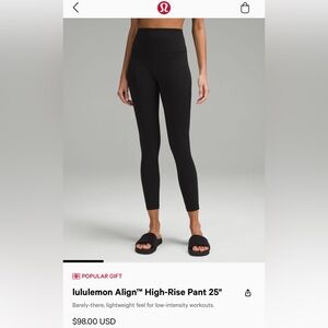 Lululemon Align High-Rise Pant 25” Size 8